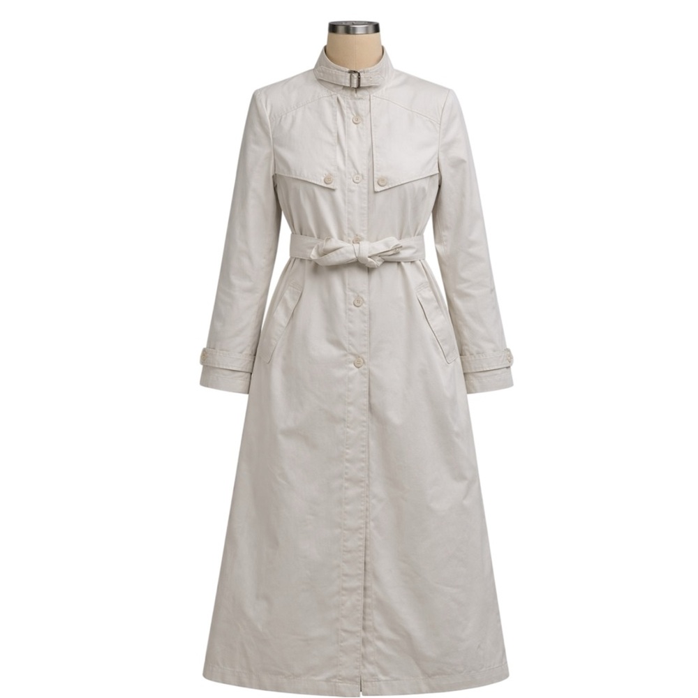 Vintage London Fog Ivory Buckle-Neck Trench Coat - Size Large